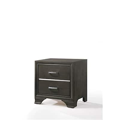 Rococo Nightstand - Gray Accent Table, Bedroom Side Table with Drawer