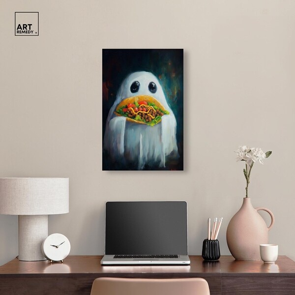 Taco Night Ghost Halloween Art Decor Wrapped Canvas Print by Art