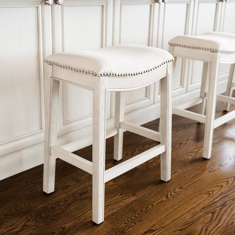 Maven Lane 26" Adrien Saddle Kitchen Counter Height Stool - White Oak