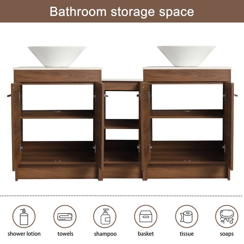 Malwee 24"/36"/48"/60" FreeStanding Bathroom Vanity, Floor Stand Bathroom Vanity with Ceramic Sink,Soft Close Door and Shelf