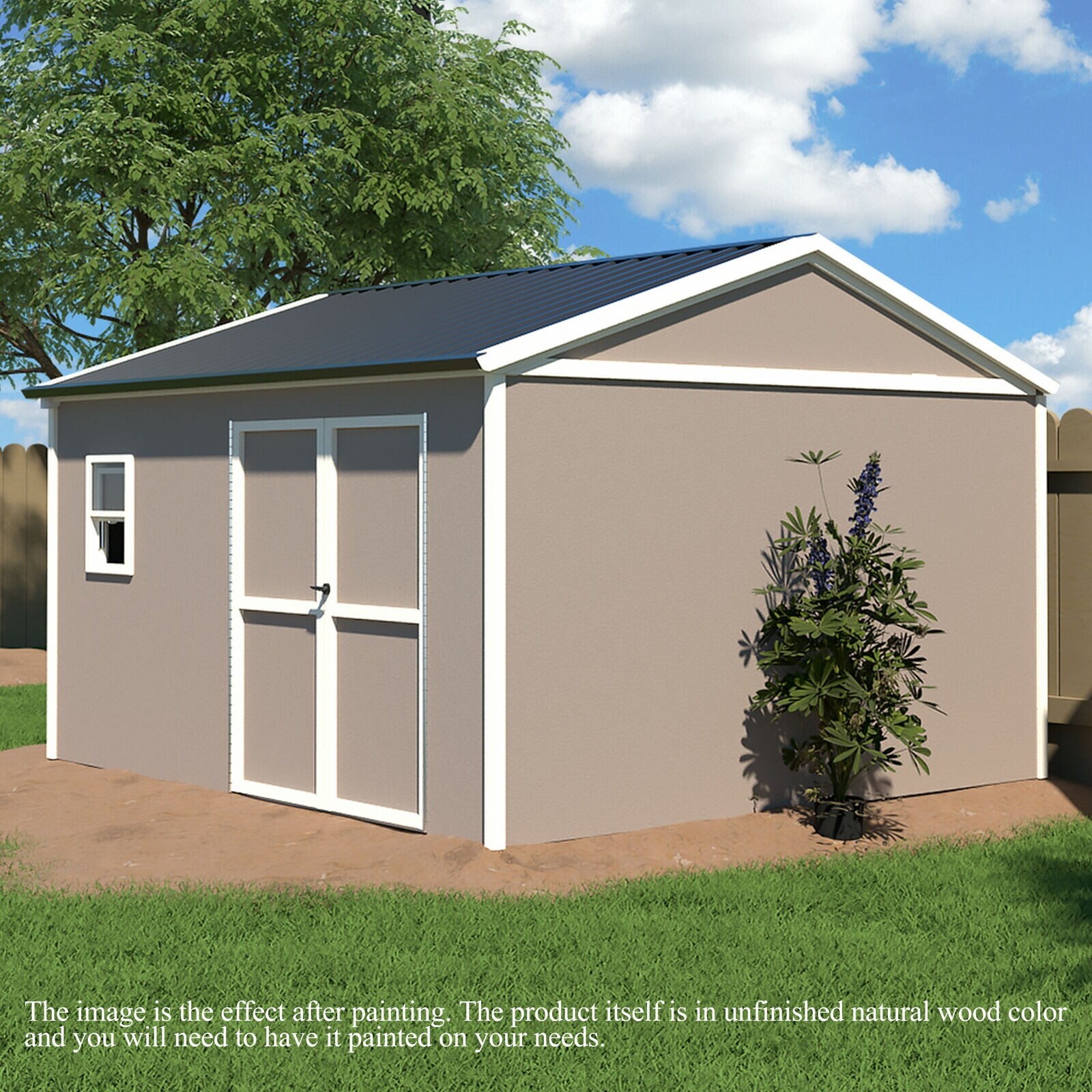 Sizzim Outdoor Storage Shed with Triple Lockable Door Metal Storage Cabinet with Slopping Roof