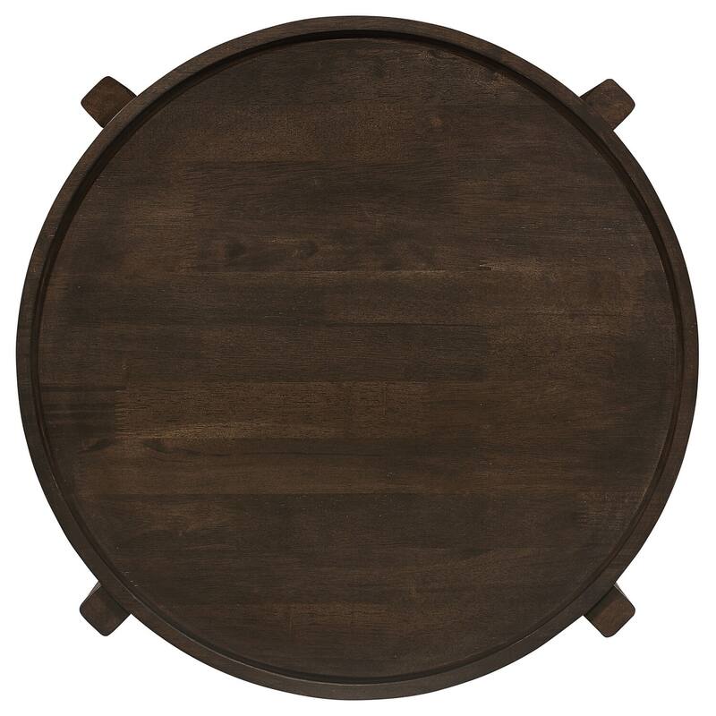 26.25 in. Brown Round Wood End Table, Sturdy Build End Side Table for Living Rooms