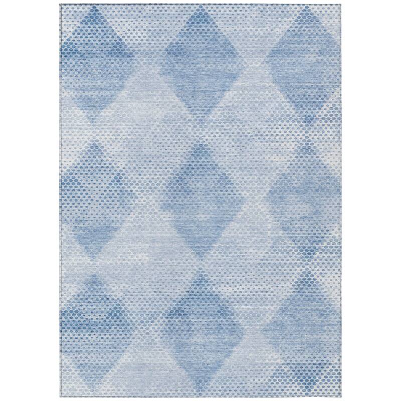 Machine Washable Indoor/ Outdoor Modern Diamonds Chantille Rug