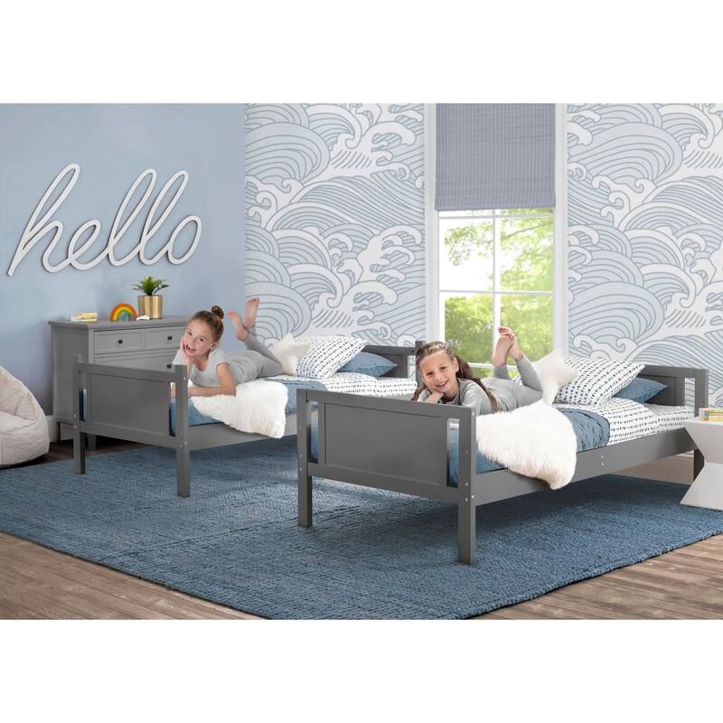 Convertible Twin Over Twin Wood Bunk Bed With Ladder And Guardrails