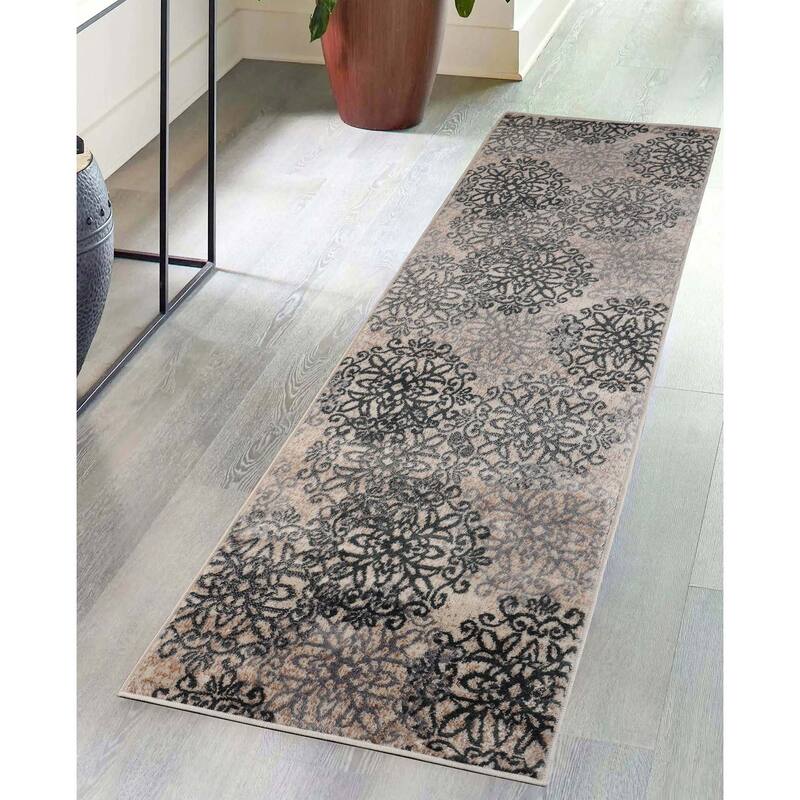 Superior Leigh Traditional Floral Scroll Indoor Runner or Area Rug