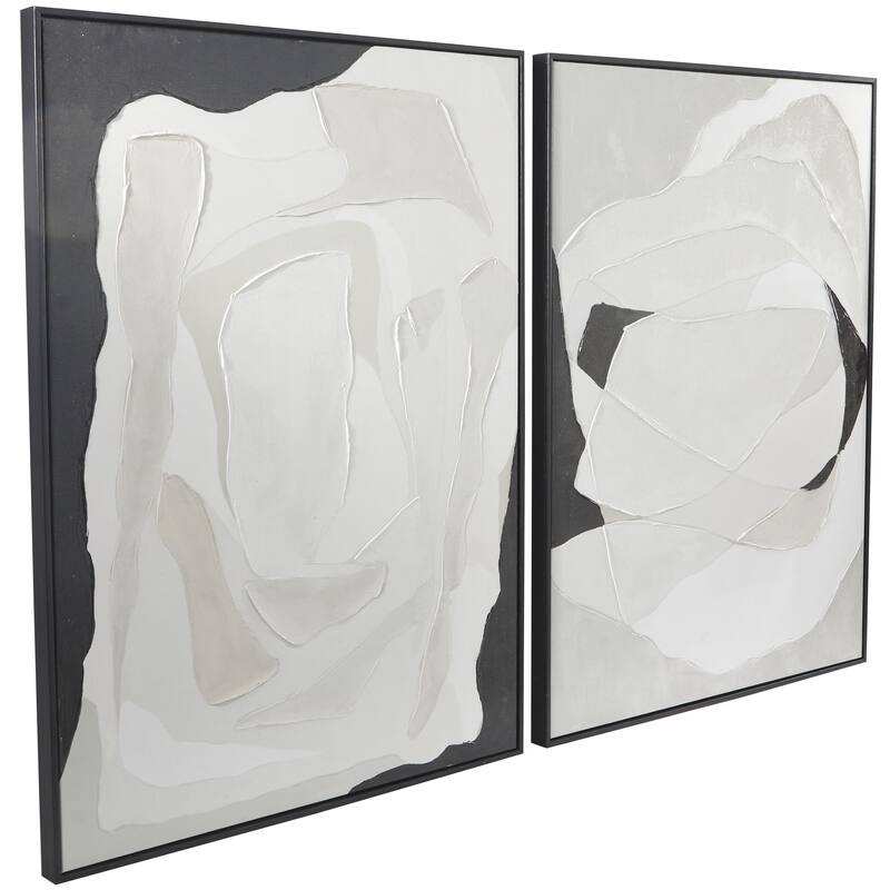 Canvas Abstract Living Room Framed Wall Art with Black Frame