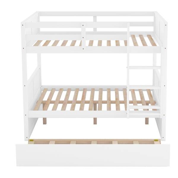 slide 2 of 50, Full Over Full Bunk Bed with Twin Trundle and Convertible Design White