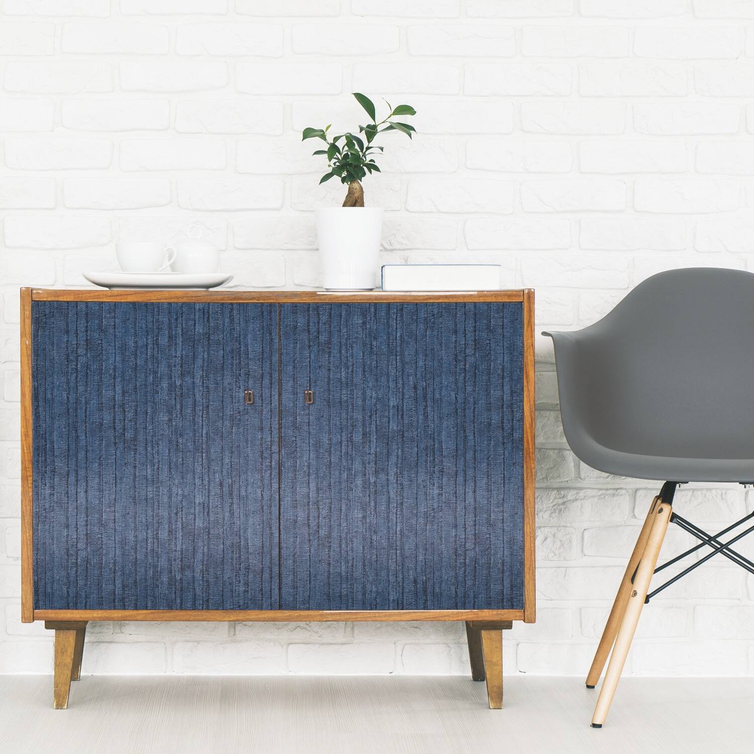 RoomMates Blue & Navy Crackled Stria Texture Peel and Stick Wallpaper