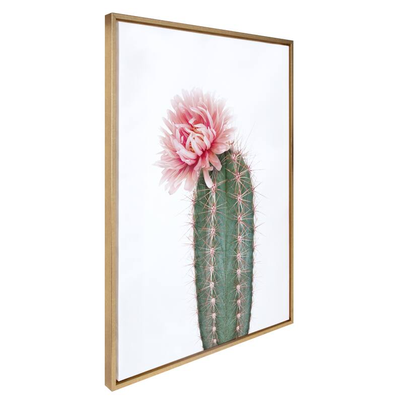 Kate and Laurel Sylvie Pink Cactus Flower Framed Canvas Wall Art