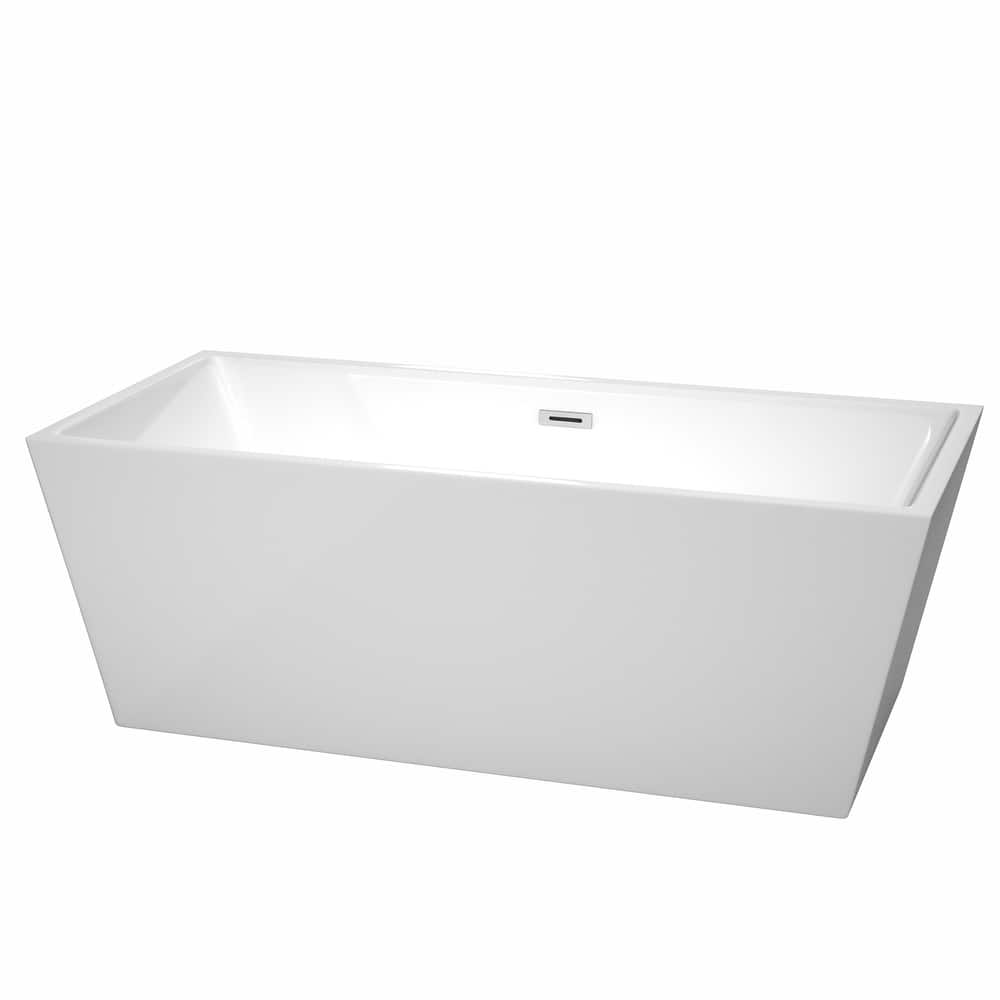 Wyndham Collection Sara 67-inch White Freestanding Soaking Bathtub