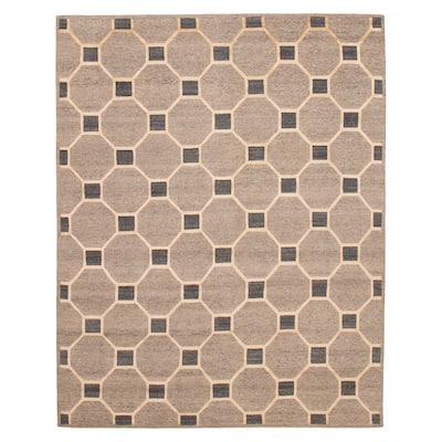 ECARPETGALLERY Hand-knotted Opulence Grey Viscose, Wool Rug - 8'0 x 9'11