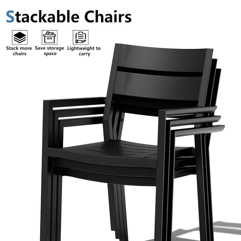 VredHom Outdoor Patio Dining Chairs Aluminum Stackable Armchair