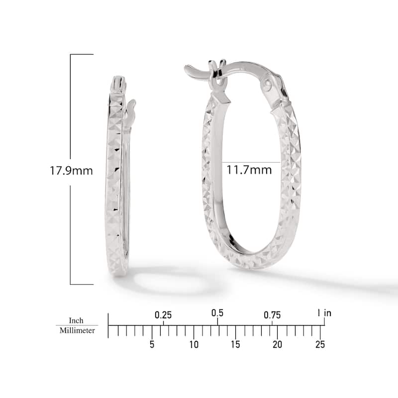 Clover 14K Gold Diamond-Cut Oval Hoop Earrings