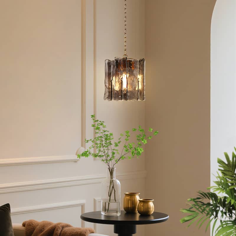 Kasy Modern 1-Light Textured Glass Pendant Light Art Deco Kitchen Island Light