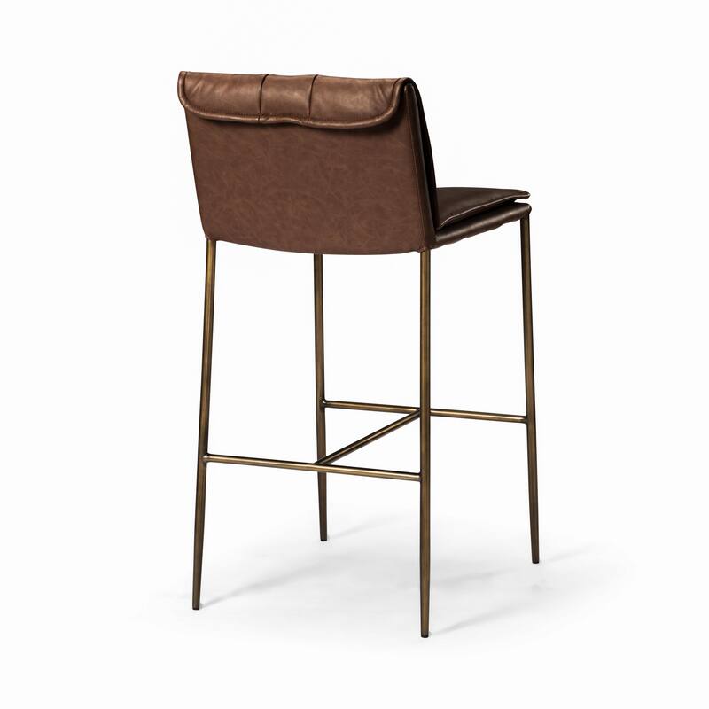 Maven Lane Gerard Bar Metal & Vegan Leather Kitchen Dining Stool