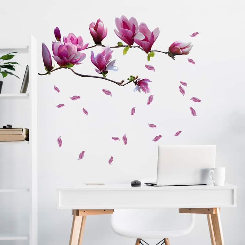 Walplus Wall Sticker Spring Giant Pink Magnolia Flower Tree Art Mural