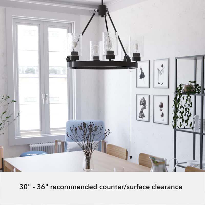 Hunter Hartland 6-Light Wagon Wheel Chandelier - Dining/Living Room, Kitchen Table, Entry - Farmhouse, Industrial, Transitional
