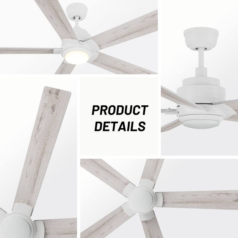 CARRO Livingston 60" 5-Blade Indoor Ceiling Fan with Light and Remote-Downrod