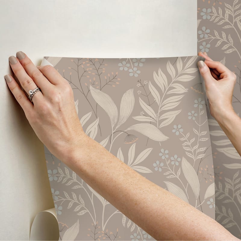 NuWallpaper Amanda Taupe Peel and Stick Wallpaper