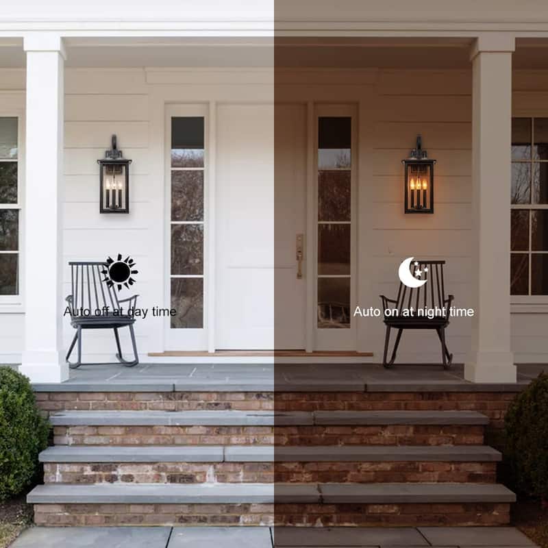 Industrial Lantern 3-Light Clear Glass Waterproof Outdoor Wall Sconce