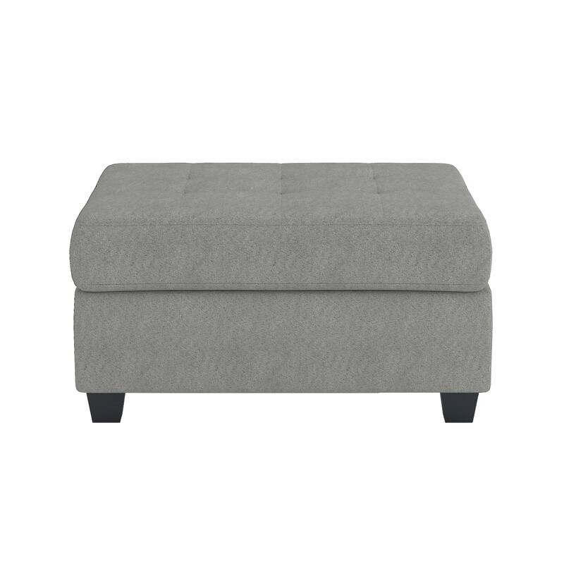 Aston 33 Inch Light Gray Microfiber Ottoman with Interior Storage & Solid Wood Construction - Black+ Gray
