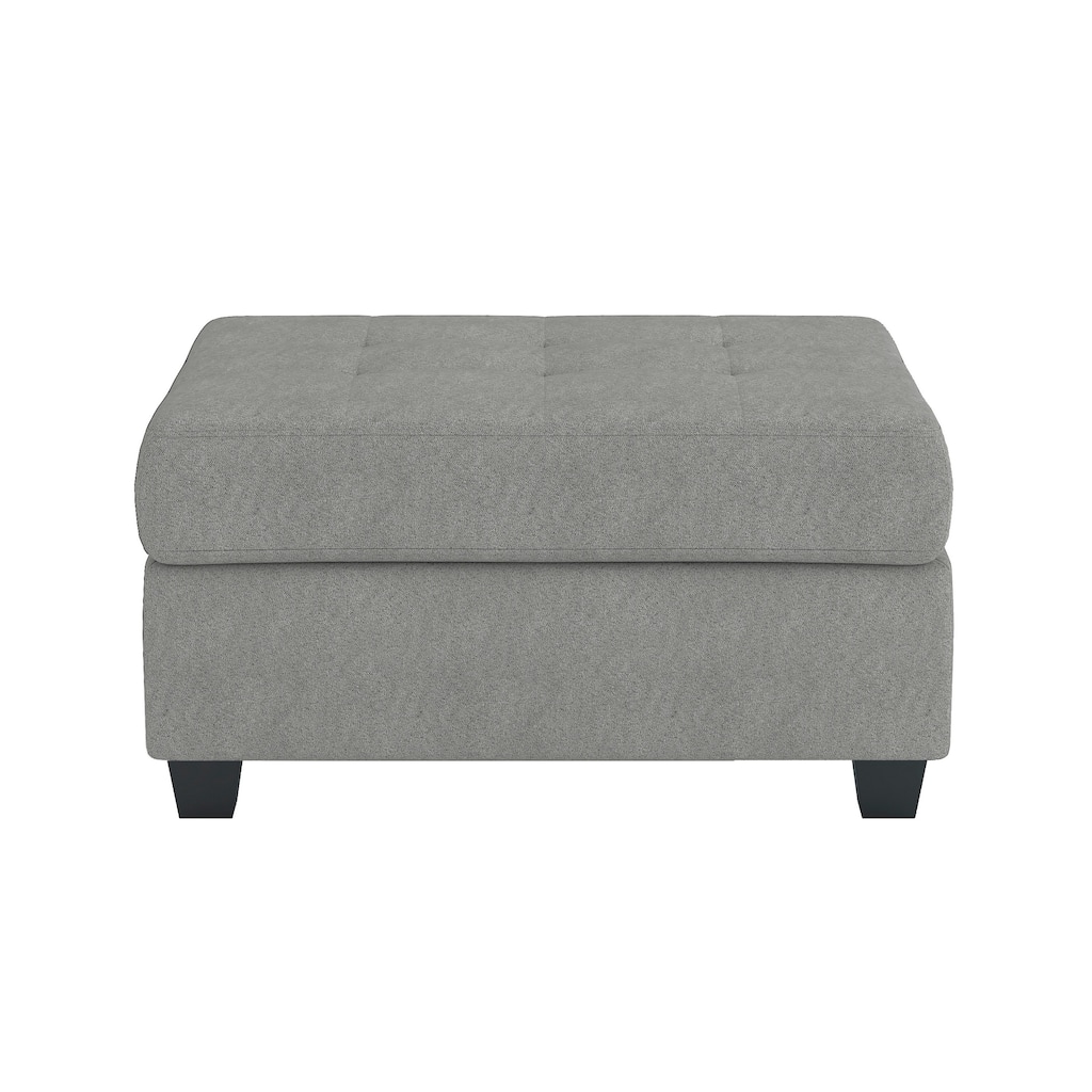 Aston 33 Inch Light Gray Microfiber Ottoman with Interior Storage & Solid Wood Construction