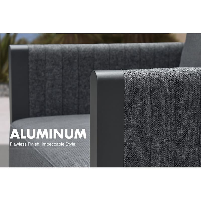 PURPLE LEAF Sanori L-shape Sectional Sofa Patio Conversation Set with Grey Ottoman and Cushion for Poolside Graden Couch