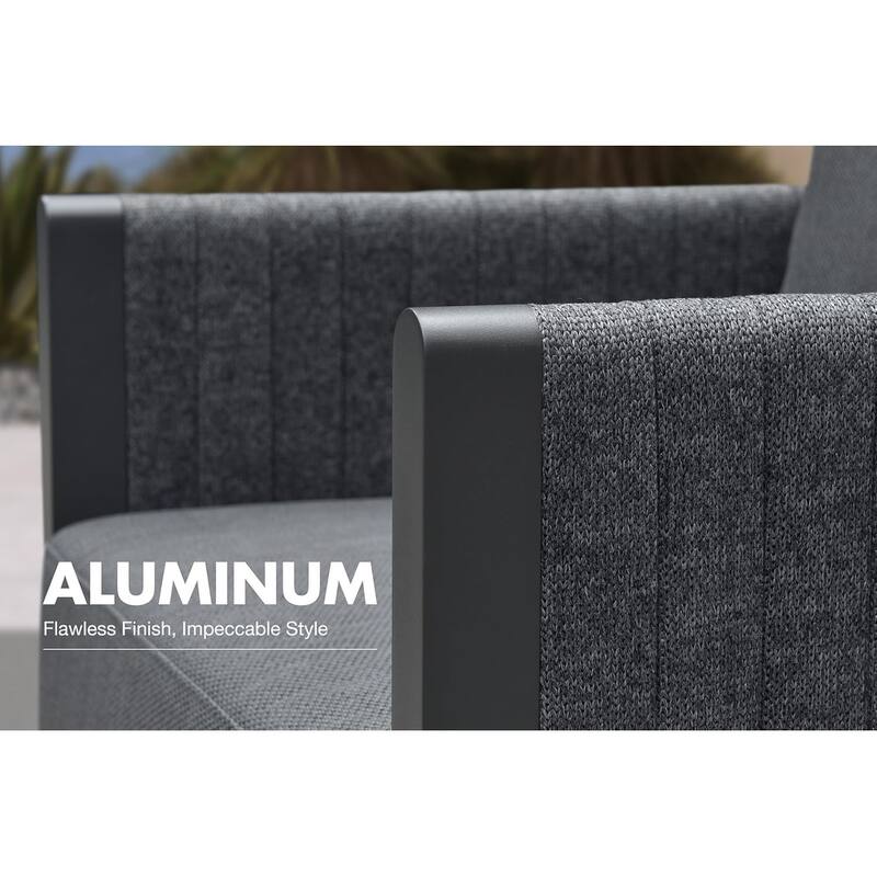 PURPLE LEAF Sanori Outdoor Sectional Sofa Patio Furniture Sets with Grey Ottoman and Cushion Sofas for Poolside Graden