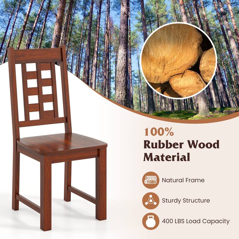 Gymax Dining Chairs Set of 2 w/Solid Rubber Wood Frame Elegant