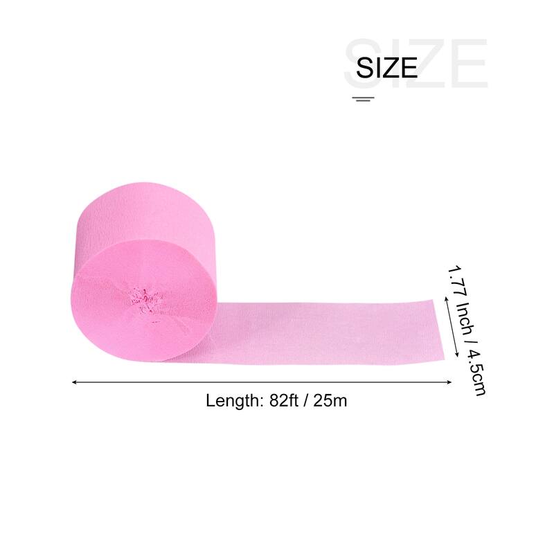 3pcs Crepe Paper Streamer Decoration 82ft Long 1.77 Inch Wide - Pastel Pink