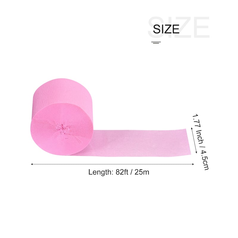 5pcs Crepe Paper Streamer Decoration 82ft Long 1.77 Inch Wide - Pastel Pink
