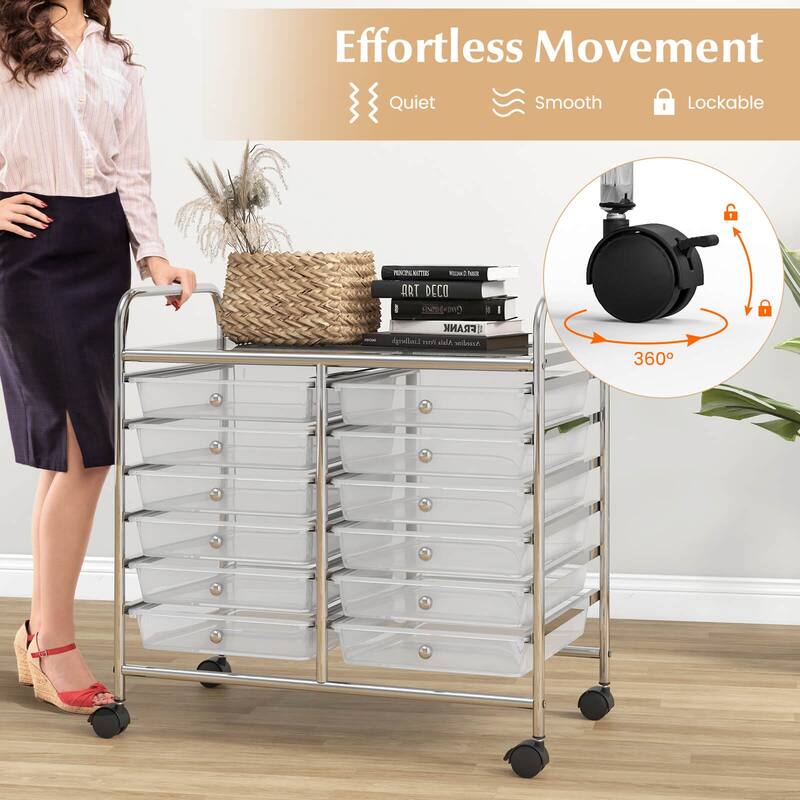 Costway 12 Drawers Rolling Cart Storage Scrapbook Paper Studio - See Details