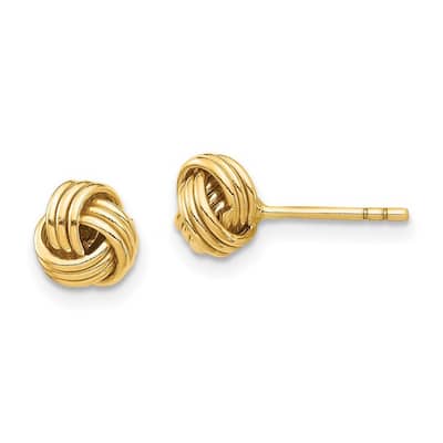 Curata 14k Yellow Gold 6.45x6.44mm Love Knot Post Earrings