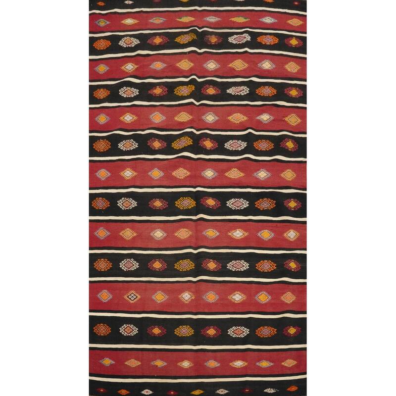 Hand Woven Oriental 100% Wool Carpet Southwestern Tribal Multi-Colored Kilim Area Rug - 10' 0'' X 5' 9''