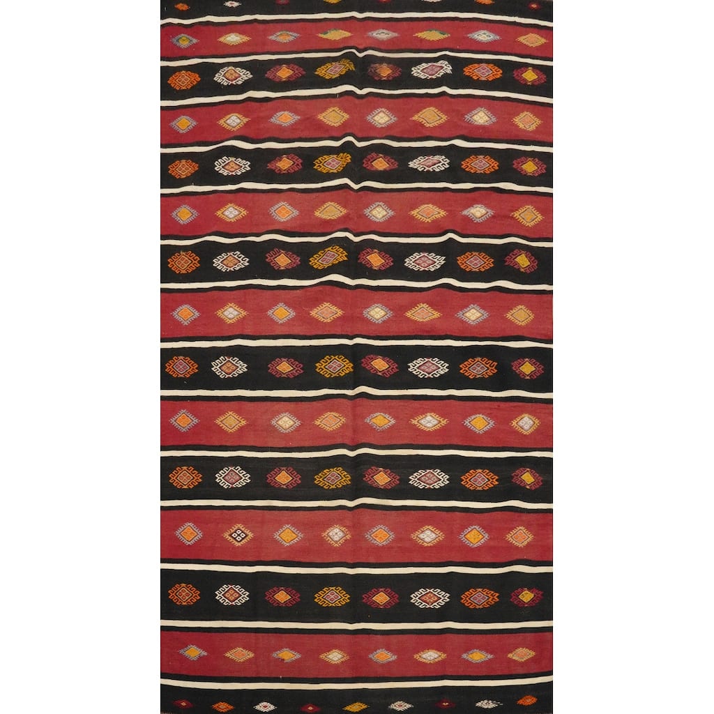 Hand Woven Oriental 100% Wool Carpet Southwestern Tribal Multi-Colored Kilim Area Rug - 10' 0'' X 5' 9''