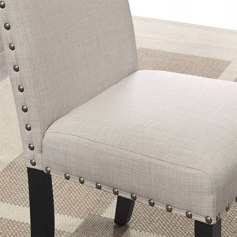 Fabric Bar Stools with Nailhead Trim, Set of 2