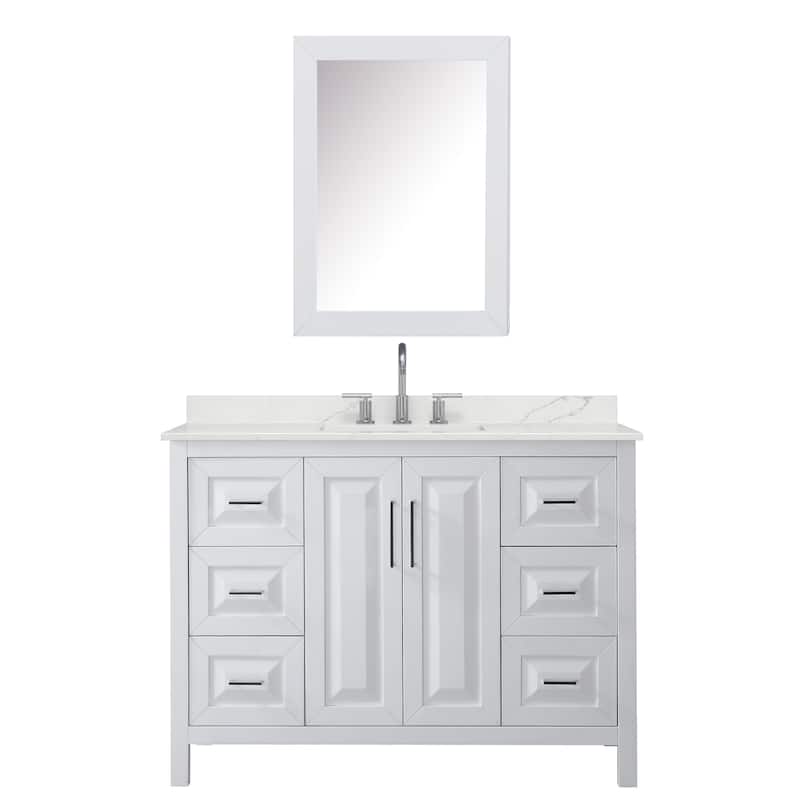 Daria 48-inch Single Vanity, 3 Hole Quartz Top, Med Cabinet
