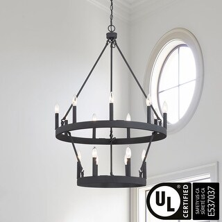 Acroma 15-light Farmhouse Black Tiered Chandelier for Dining Room - 27.5 inches