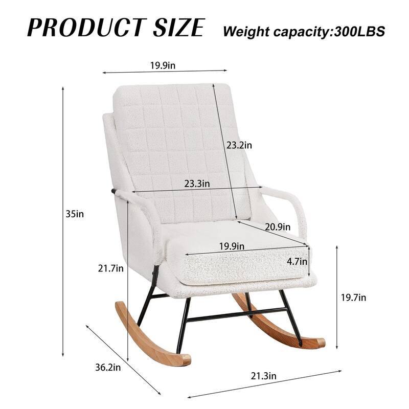 Nursery Rocking Chair Upholstered Modern Rocking chair with Wingback & Armrest Tall Back Accent Glider Rocker Chairs