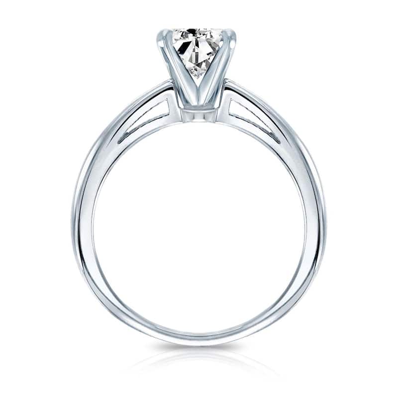 Auriya 14k Gold 1/2ctw Oval-cut Solitaire Diamond Engagement Ring (H-I, I1-I2)
