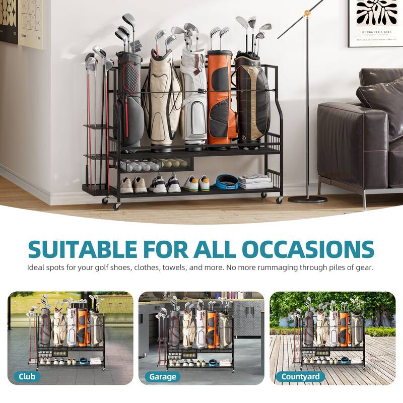 Moasis 3/5 Golf Bag Organizer Stand Holder with Wheels