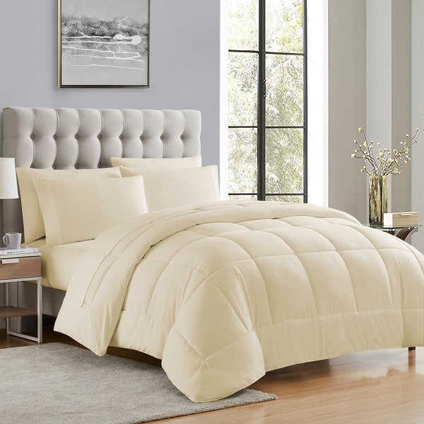 slide 2 of 4, Sweet Home Collection All Season Bed in A Bag Solid Color Comforter & Sheet Set Ultra Soft Bedding Black - Full