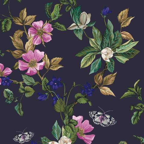 Joules Wakerly Woodland Floral French Navy Wallpaper