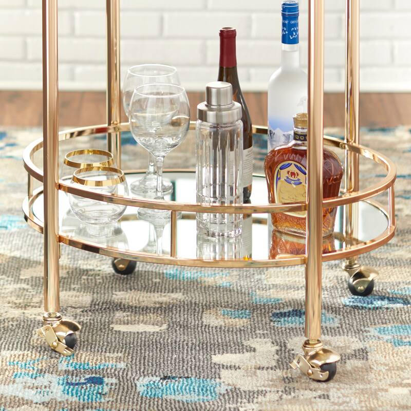 Lifestorey Devin Oval Metal Bar Cart