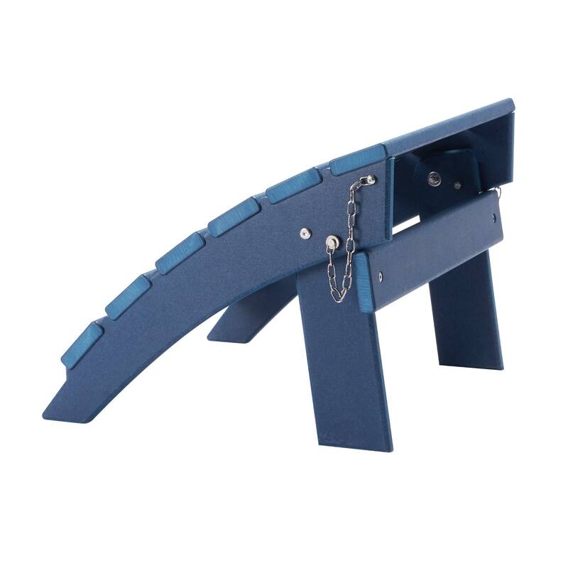 Blue HDPE Foldable Adirondack Ottoman Foot Stool Ideal for Various Outdoor Spaces - 15.7 x 18.9 x 13 in