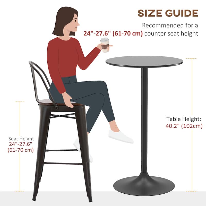 Bar Table with Round Top and Steel Base for Home Bar