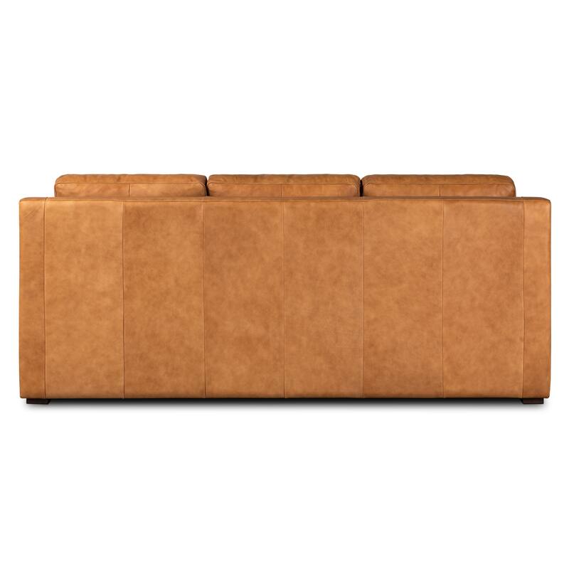 Poly and Bark Sorrento Leather Pull-Out Convertible Sleeper Sofa In Cognac Tan