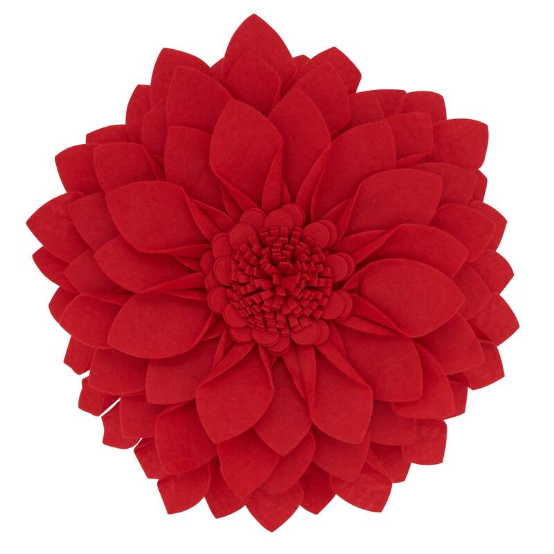 Felt Flower Design Throw Pillow - Red - 13"x13"