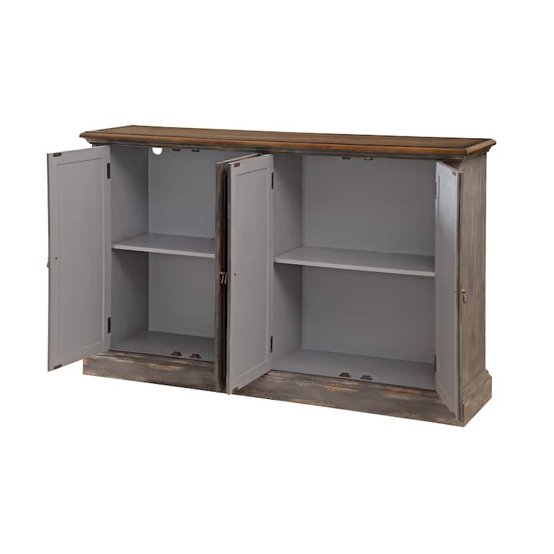 Cassidy Distressed 4 Door Credenza Grey Brown