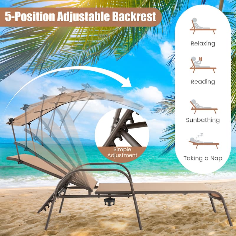 Costway Patio Heavy-Duty Chaise Lounge 5-Level Adjustable Outdoor - See Details
